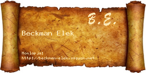 Beckman Elek névjegykártya